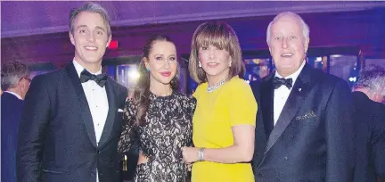  ?? PHOTOS: VINCENZO D’ALTO ?? MILA MAKES MAGIC: MC and Cystic Fibrosis Canada national ambassador Ben Mulroney, wife Jessica Brownstein Mulroney, honouree Mila Mulroney and husband/former prime minister Brian Mulroney at the Progress in Cystic Fibrosis Research Gala at Windsor...