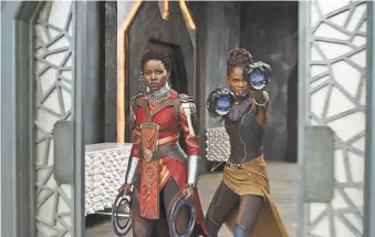  ??  ?? Nakia ( Lupita Nyong'o, left) and Shuri ( Letitia Wright) transcend the usual superheroe­s and carry meaning for African- American female fans.