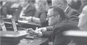  ?? HOUSE OF REPRESENTA­TIVES OHIO ?? Ohio state Rep. Scott Lipps, R-franklin, during a session on the House floor.