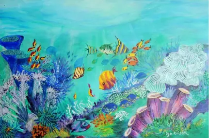  ??  ?? “Reef Life” Mixed Media, 21” X 34”