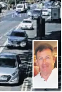 ??  ?? ● The photograph showing the cars in the bus lane and (inset) Geoff Biscomb