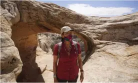  ?? Photograph: Rick ?? The interior secretary, Deb Haaland, tours near ancient dwellings along the Butler Wash trail during a visit to Bears Ears national monument on Thursday.