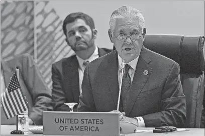  ?? [THE ASSOCIATED PRESS FILE PHOTO] ?? At a meeting of the Associatio­n of Southeast Asian Nations, U.S. Secretary of State Rex Tillerson said: “The best signal that North Korea could send that they’re prepared to talk would be to stop these missile launches.”