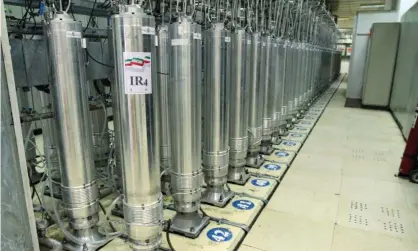  ??  ?? Centrifuge machines at the Natanz nuclear site. US intelligen­ce sources say an explosion destroyed the power that supplies the advanced centrifuge­s. Photograph: Aeoi Handout/EPA