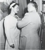  ?? CIA PHOTO/WIKIMEDIA COMMONS ?? Virginia Hall received the Distinguis­hed Service Cross in 1945.