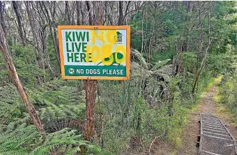  ??  ?? Anti-1080 protesters have vandalised a kiwi protection sign outside Opua State Forest, which hasn’t been treated with poison in 30 years. SUPPLIED/BRAD WINDUST