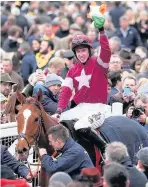  ??  ?? Samcro, ridden by Jack Kennedy, after his Ballymore victory at Cheltenham