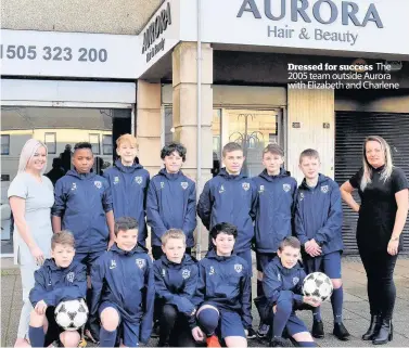  ??  ?? Dressed for success The 2005 team outside Aurora with Elizabeth and Charlene