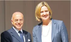  ??  ?? Bernard Cazeneuve and Amber Rudd yesterday pledged to work together to police Calais