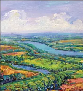  ?? (Courtesy Henri Linton) ?? Arkansas River #178 by Henri Linton is an example of his colorful approach to landscape.