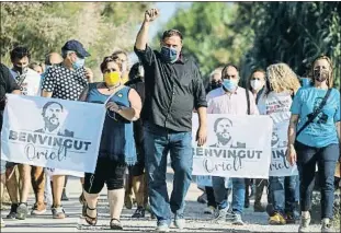  ?? ÀLEX GARCIA ?? Junqueras, acompañado de los suyos el viernes, primer día de su tercer grado