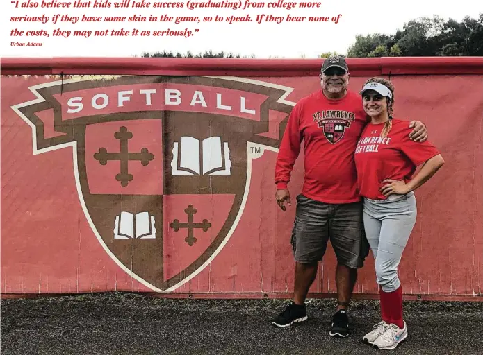  ?? Urban Adams / Associated Press ?? Dad Urban and daughter Sofie Adams pose for a photo at St. Lawrence University in upstate New York, where she decided to attend college.