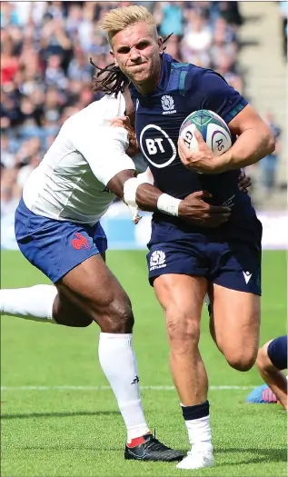  ??  ?? Newcastle Falcons centre Chris Harris scored the winning try for Scotland