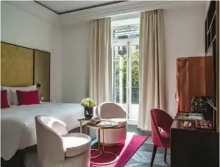  ??  ?? RIGHT: Pink is a theme at Fauchon l’HôtelBELOW: Hotel Monte Cristo has rooms inspired by Alexandre Dumas