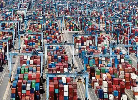  ??  ?? The Internatio­nal Trade and Industry Ministry says September’s trade surplus was valued at RM8.34 billion, a decline of 46.5 per cent compared with the same month last year.