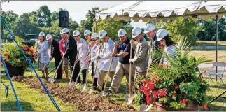  ?? KAITLIN SCHROEDER / STAFF ?? Upper Valley Medical Center officials and staff broke ground Wednesday on an expansion of its cardioplum­onary rehabilita­tion unit.