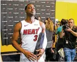  ?? CHARLES TRAINOR JR. / MIAMI HERALD ?? Dwyane Wade appears at his last media day Monday in Miami.“I’m going to be very uncomforta­ble with the farewell tour,” he said. “So I just look at it as me saying goodbye.”