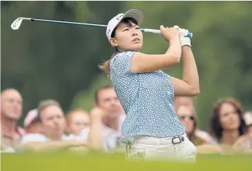  ?? AP ?? Hinako Shibuno hits a shot during the third round of the Women’s British Open Championsh­ip.