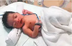  ??  ?? Baby Absheen is under observatio­n at Burjeel Hospital Sharjah.