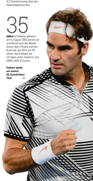  ??  ?? Federer spielt um seinen 18. Grand-slamtitel APA Marc Schmerböck war einer der aktivsten Sturm-spieler gegen Sparta Prag