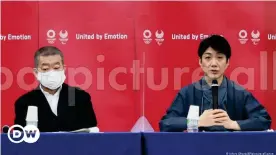  ??  ?? Creative director Hiroshi Sasaki (left) attends a press conference about the opening ceremony of 2020 Tokyo Olympics.