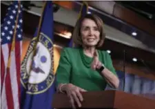  ?? ASSOCIATED PRESS ?? House Democratic Leader Nancy Pelosi of California, meets with reporters at her weekly news conference on Capitol Hill in Washington.