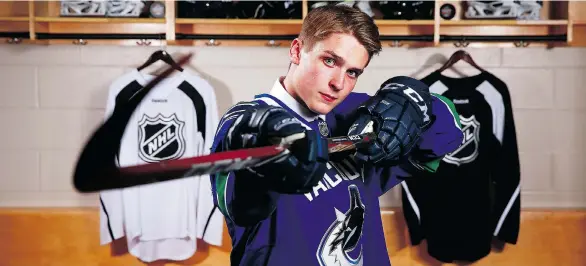  ?? JEFF VINNICK/NHLI VIA GETTY IMAGES ?? Blue-chip Vancouver Canucks prospect Jake Virtanen is out to make an impression on the team’s brass during the Young Stars Classic after missing last year with a shoulder injury.