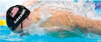  ??  ?? US’ Caeleb Remel Dressel competes in the men’s 100m butterfly final during the swimming competitio­n at the 2017 FINA World Championsh­ips in Budapest, on July 29.