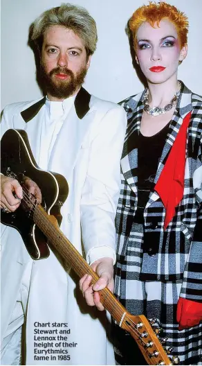  ??  ?? Chart stars: Stewart and Lennox the height of their Eurythmics fame in 1985