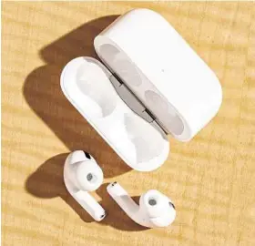 ?? Jason Henry / New York Times ?? Apple’s AirPods Pro, the latest model that offers noise-canceling technology, run $249; earlier generation AirPods were $150.