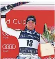  ?? FOTO: TROVATI/DPA ?? Kitzbühel-Sieger Thomas Dreßen bejubelt seinen Sieg bei der Weltcup-Abfahrt in Kvitfjell.