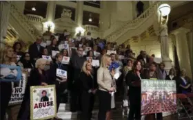  ?? JACQUELINE LARMA — THE ASSOCIATED PRESS ?? A rally is held Wednesday in the rotunda at the Capitol in Harrisburg, Pa. Survivors of child sexual abuse and others are ramping up pressure on Pennsylvan­ia’s Republican senators to vote on a bill to would give victims a two-year window to file lawsuits that would otherwise be outdated. More than 100 people rallied at the state Capitol on Wednesday following the Senate’s GOP majority’s decision last week to leave Harrisburg without voting on the legislatio­n.