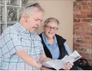  ?? ALLAN BENNER THE ST. CATHARINES STANDARD ?? Doug Allan and Sue Hotte from the Ontario Health Coalition discuss plans for a series of debates in Niagara’s provincial ridings on the delivery of health-care services.