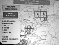  ??  ?? The sectors covered in the search and rescue operation for the victims of the catamaran boat tragedy in January and February 2017. Eight people, including seven China tourists, drowned in the incident.