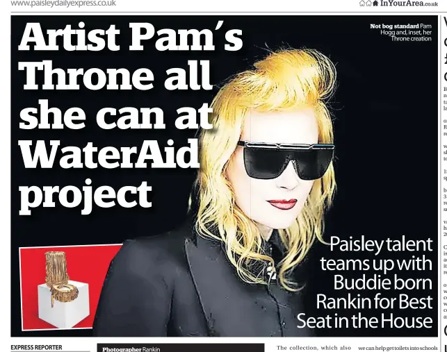  ?? ?? Not bog standard Pam Hogg and, inset, her
Throne creation