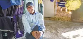  ?? LANDIS/AP ASHLEY ?? Tim Yakteen, in his horse barn at Santa Anita Park in Arcadia, Calif., will serve as trainer for two horses that came up in Baffert’s barn, Messier and Taiba, at the Kentucky Derby.