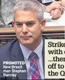  ??  ?? PROMOTED New Brexit man Stephen Barclay