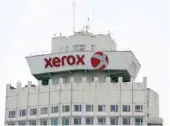  ?? — AFP ?? The Xerox logo is seen on building in Minsk, Belarus.