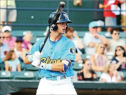  ?? LARRY KAVE PHOTO ?? Kingston graduate Zack Short awaits pitch as members of the advanced Class A Myrtle Beach Pelicans last season.