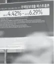  ?? Yonhap ?? An ad for a mortgage loan product is seen at a bank in Seoul, Feb. 25.