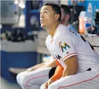  ?? GETTY IMAGES FILE ?? The Marlins signed a heavily backloaded, 13-year, $325 million contract with slugger Giancarlo Stanton in 2014. His annual paycheck escalates rapidly as the deal progresses.