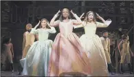  ?? PICTURE: PA WIRE. ?? SONG AND DANCE: From left, Rachelle Ann Go (Eliza), Rachel John (Angelica) and Christine Allado (Peggy) in Hamilton.