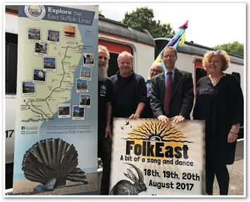  ?? EAST SUSSEX LINES COMMUNITY RAIL PARTNERSHI­P. ?? East Sussex Lines Community Rail Partnershi­p promotes sponsorshi­p of a special rail-bus link for festival goers to FolkEast.