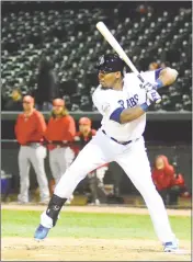  ?? PHOTO BY BERT HINDMAN ?? Blue Crabs outfielder Jamar Walton represente­d the Freedom Division at Wednesday night’s Atlantic League All-Star baseball game at Clipper Magazine Stadium in Lancaster, Pa. Walton went into the game in the sixth inning and was 0 for 1.