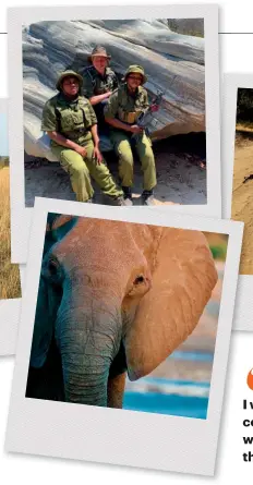  ??  ?? Racing extinction (clockwise from top left) Akashinga Rangers out on morning patrol; Holly wears the Akashinga uniform with the rest of the team;road crossing on patrol; elephants are facing their greatest crisis in decades