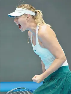  ?? — AFP photo ?? Maria Sharapova of Russia celebrates after winning a point during her women’s singles match against Ekaterina Marakova of Russia at the China Open tennis tournament in Beijing on October 3, 2017.