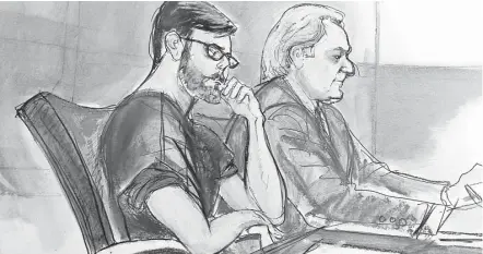  ?? Elizabeth Williams / Associated Press ?? This courtroom sketch shows former pharmaceut­ical CEO Martin Shkreli, left, seated next to his lawyer in federal court last week.