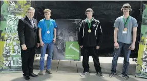  ?? SUPPLIED PHOTO ?? The winners of last year’s Skills Canada Saskatchew­an Competitio­n in the Autobody Repair category displayed their medals.