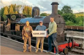  ?? YDR ?? Pictured celebratin­g the fundraisin­g milestone are, left to right are railway volunteers Malcolm Harrison, Mike Walsh and Rob Shaw.