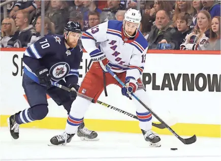  ?? JAMES CAREY LAUDER/USA TODAY SPORTS ?? Rangers center Kevin Hayes, with 14 goals and 28 assists, is drawing a lot of interest in the trade market leading up to Monday’s 3 p.m. ET deadline.